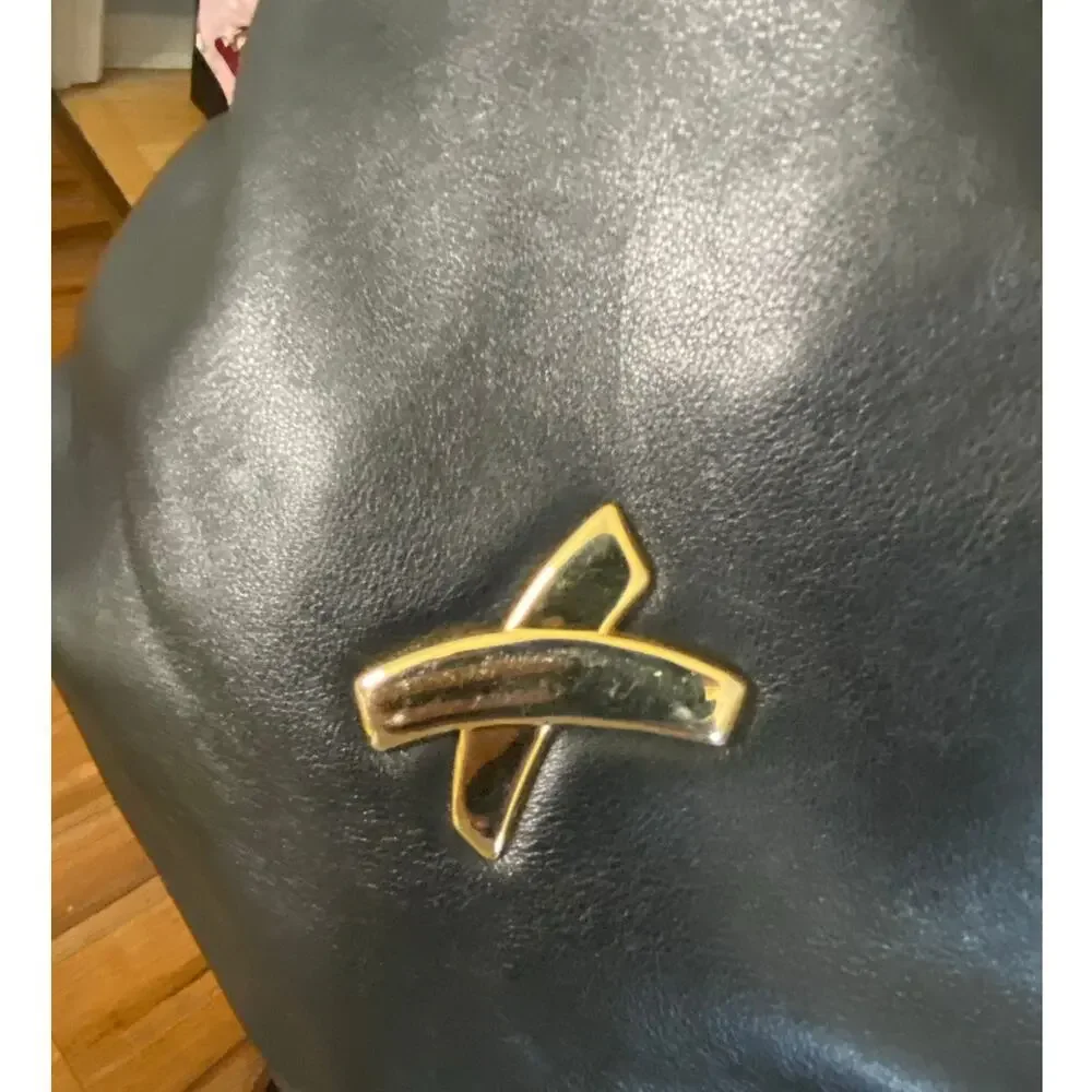 Vintage‎ Palomo Picasso Signature X Double Strap Black Leather Shoulder bag